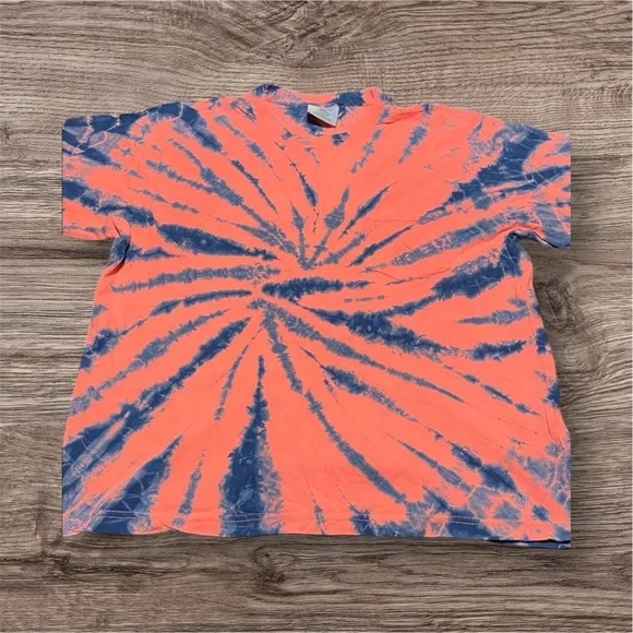 Custom Tie-Dye T-Shirt in Orange and Blue - Picture 1 of 5